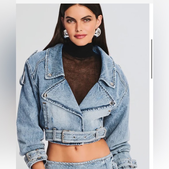 Retrofete Jackets & Blazers - Light Wash Cropped Denim Jacket